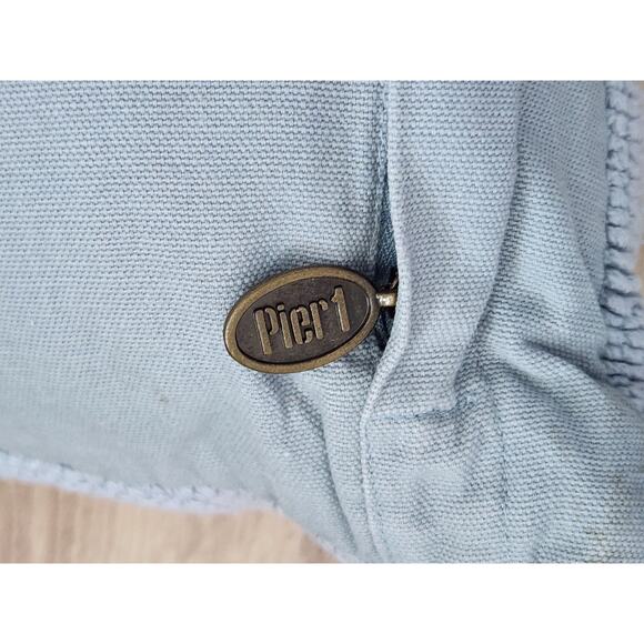 Pier 1 Lumbar Throw Pillow Blue Textured Woven Chunky Raised Minimalist Solid - Picture 3 of 6